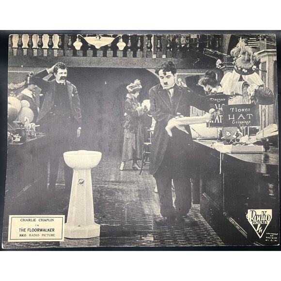 1916 The Floorwalker Charlie Chaplin Lobby Card R 1932 RKO Radio Pictures Tramp - Picture 1 of 3